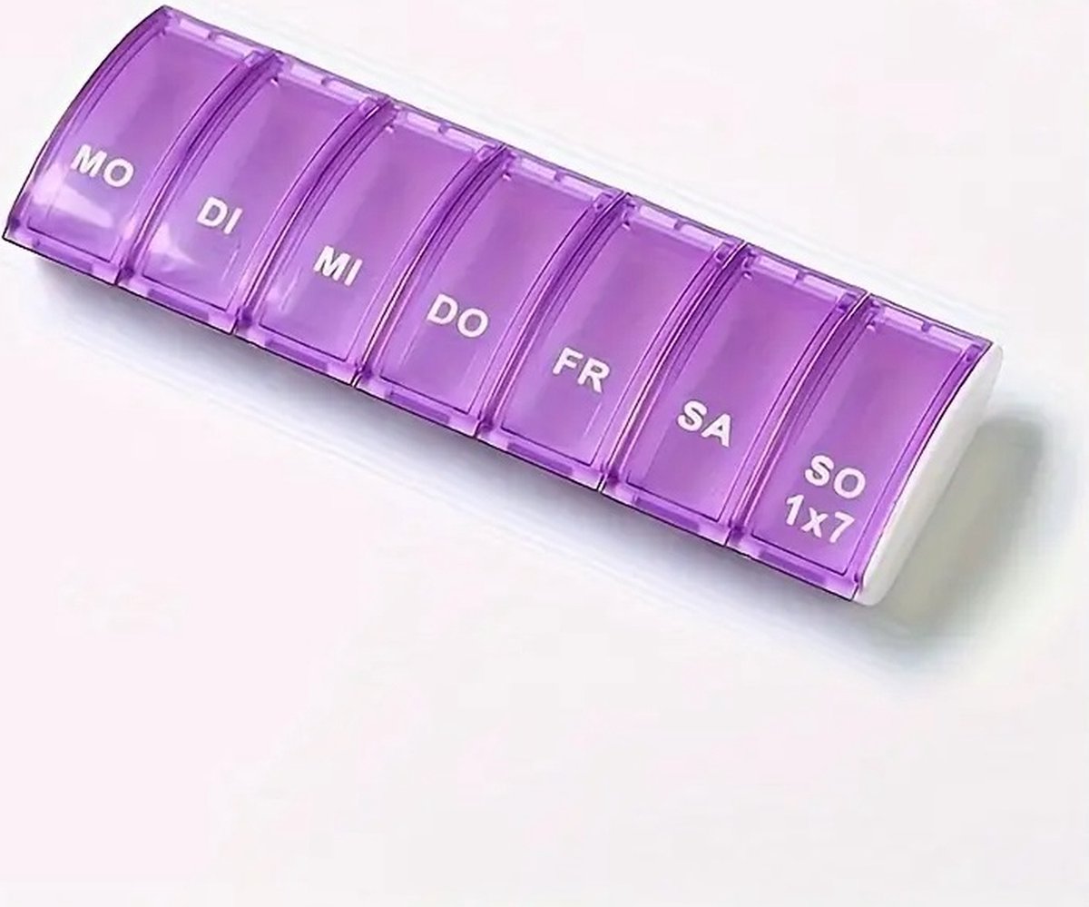 Pill Box | Pill Box | Medicine Box | Pill Box | 7 Days | 1 Week | Monday to Sunday | Purple V1188-MS101-00219-1