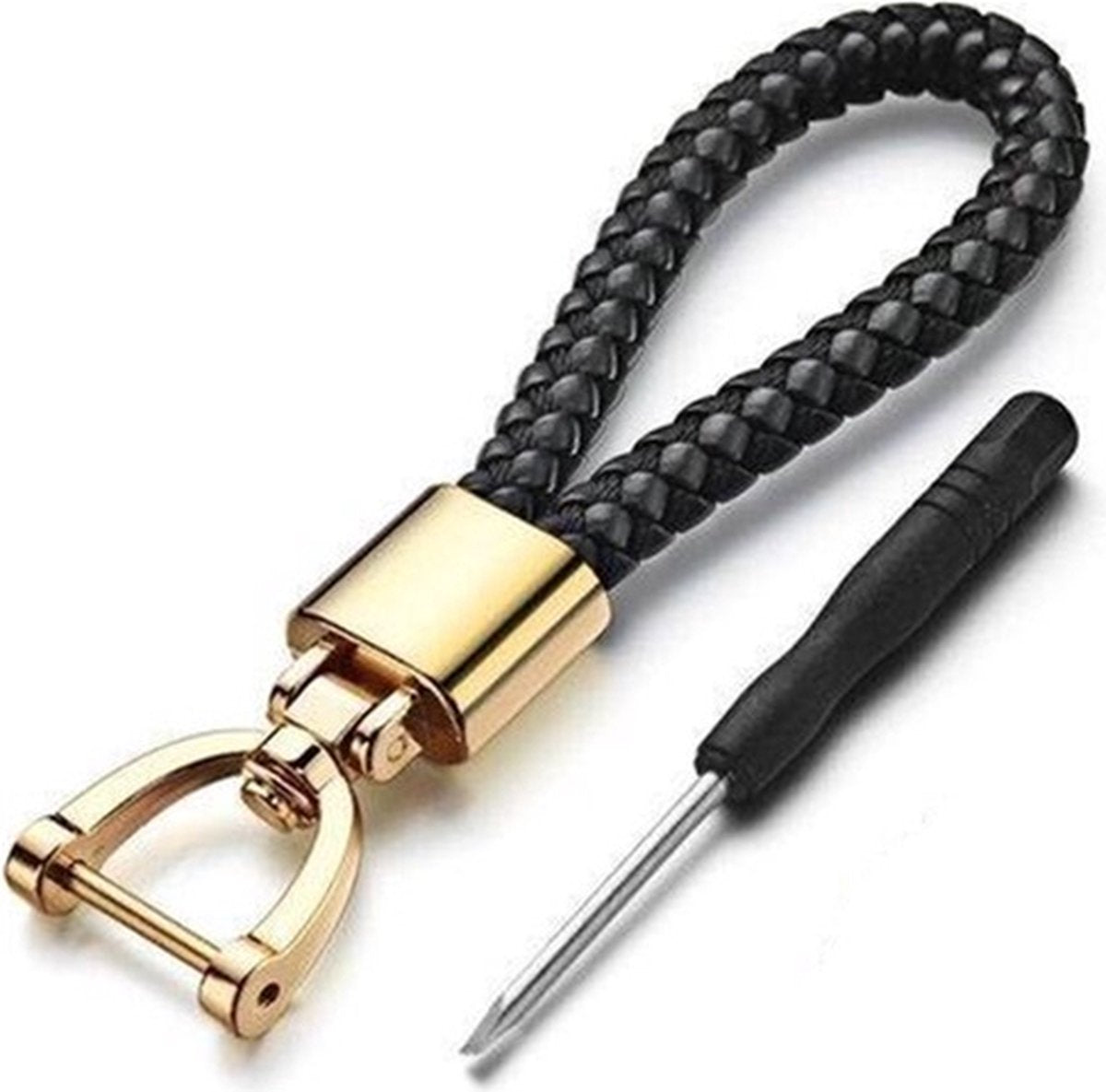 Car Keychain | Key Holder | Leather Keychain | Universal | Black / Gold V1188-MS101-00222-1