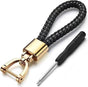 Car Keychain | Key Holder | Leather Keychain | Universal | Black / Gold V1188-MS101-00222-1