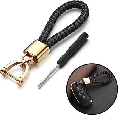 Car Keychain | Key Holder | Leather Keychain | Universal | Black / Gold V1188-MS101-00222-1