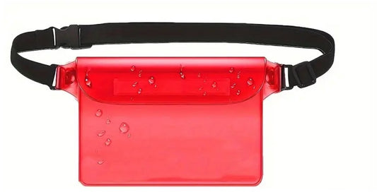 Waterproof Waist Bag | Running Belt | With Smartphone Holder | Transparent | Fanny Pack | Running Bag | Red V1188-MS101-00224-1