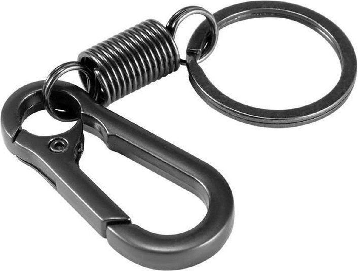 Keychain - Carabiner - Hook Shape Keychain - Hook - Rings - Stainless Steel - Gift - Black V1188-MS101-00225-1