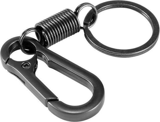 Keychain - Carabiner - Hook Shape Keychain - Hook - Rings - Stainless Steel - Gift - Black V1188-MS101-00225-1