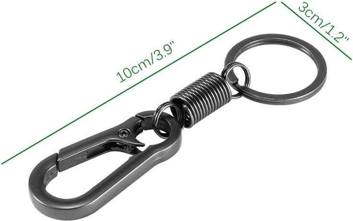 Keychain - Carabiner - Hook Shape Keychain - Hook - Rings - Stainless Steel - Gift - Black V1188-MS101-00225-1