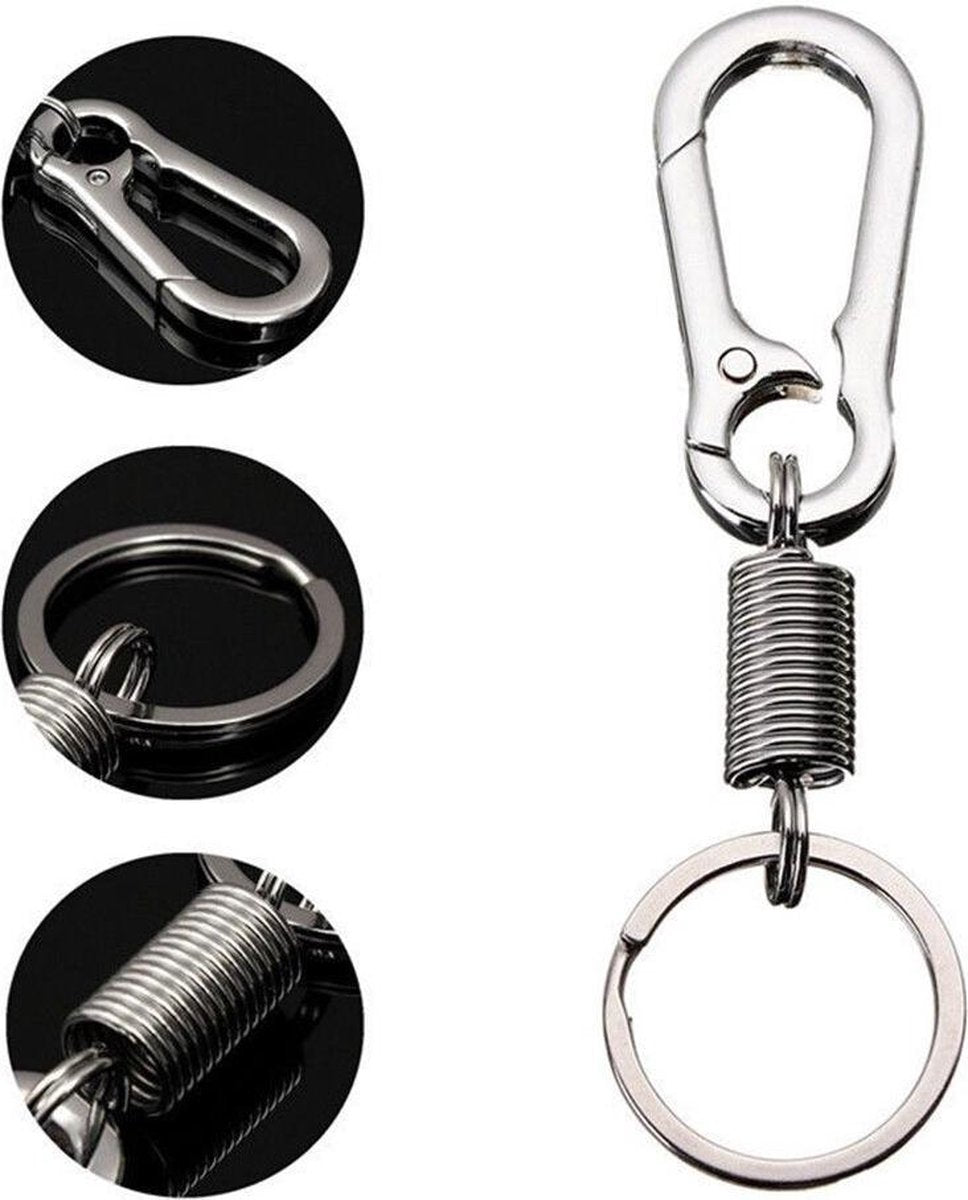 Keychain - Carabiner - Hook Shape Keychain - Hook - Rings - Stainless Steel - Gift - Black V1188-MS101-00225-1