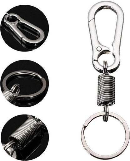 Keychain - Carabiner - Hook Shape Keychain - Hook - Rings - Stainless Steel - Gift - Black V1188-MS101-00225-1