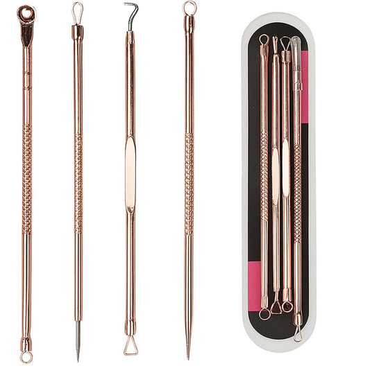 4-Piece Set of Comedone Spoons | Blackhead & Acne Removal | Acne | Comedone Spoon | Comedone Extractor | V1188-MS101-00228-1