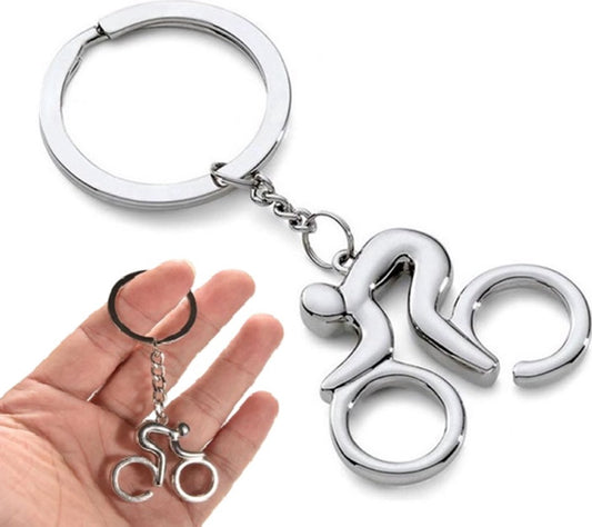 Cyclist Keychain | Key Holder | Road Bike Keychain | Cycling Keychain | Stainless Steel | Silver V1188-MS101-00231-1