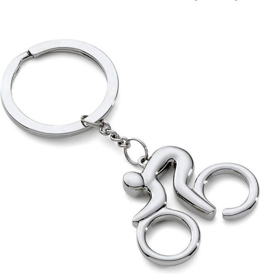 Cyclist Keychain | Key Holder | Road Bike Keychain | Cycling Keychain | Stainless Steel | Silver V1188-MS101-00231-1