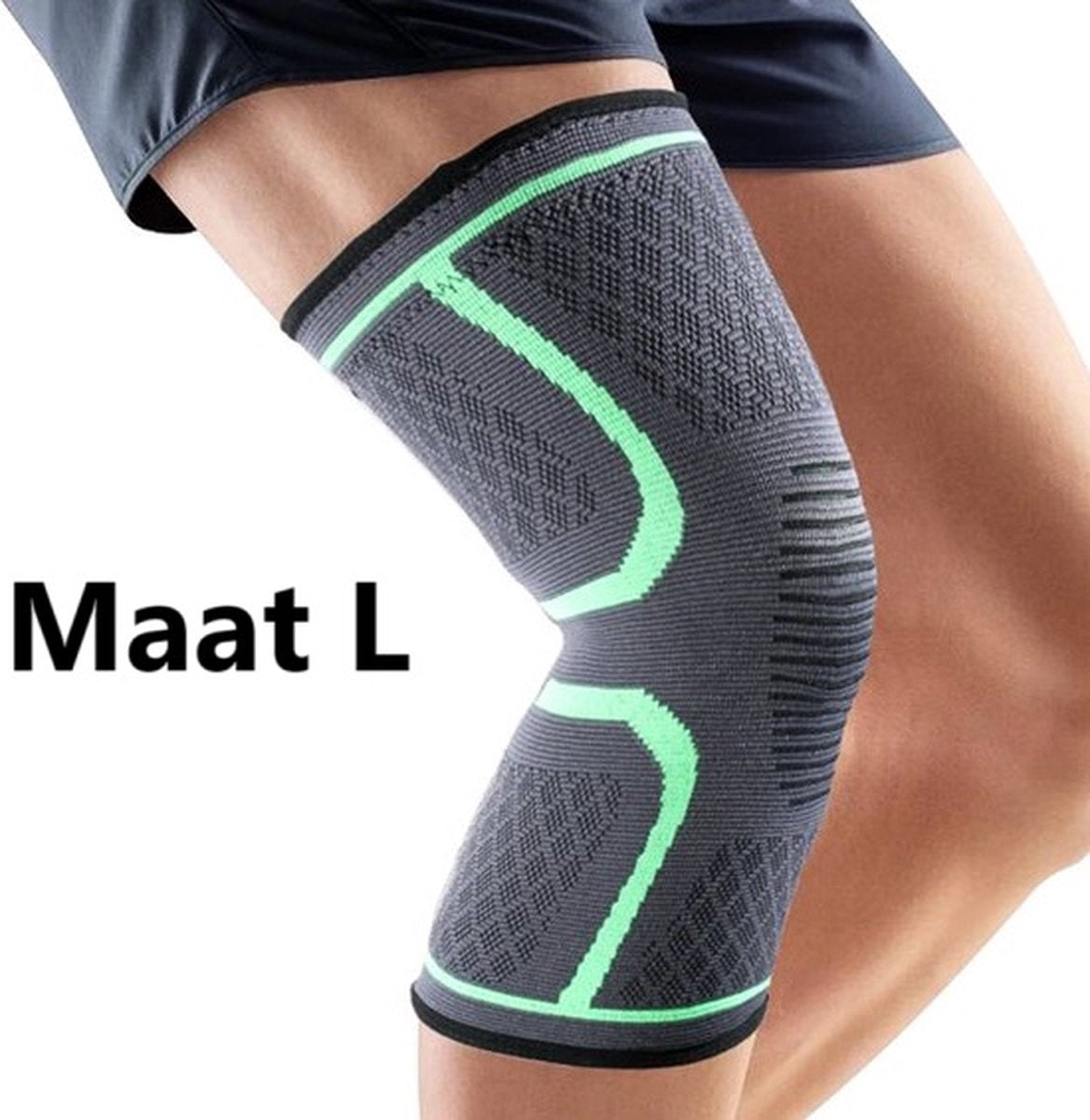 Compression Knee Brace | Knee Support | Knee Protector | Knee Bandage | Knee Support | 1 Piece | Black Green V1188-MS101-00237-1