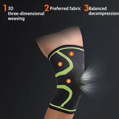 Compression Knee Brace | Knee Support | Knee Protector | Knee Bandage | Knee Support | 1 Piece | Black Green V1188-MS101-00237-1