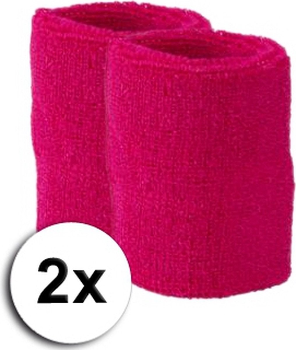 Fuchsia wrist sweatbands 2 pieces V1188-MS101-00254-1