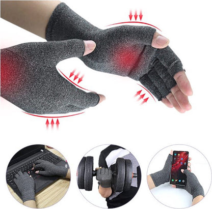 Compression Gloves | Therapeutic Gloves | Open Fingertips | Size XL | Grey | 1 Pair V1188-MS101-00256-1