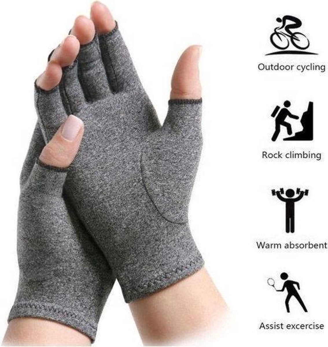 Compression Gloves | Therapeutic Gloves | Open Fingertips | Size XL | Grey | 1 Pair V1188-MS101-00256-1