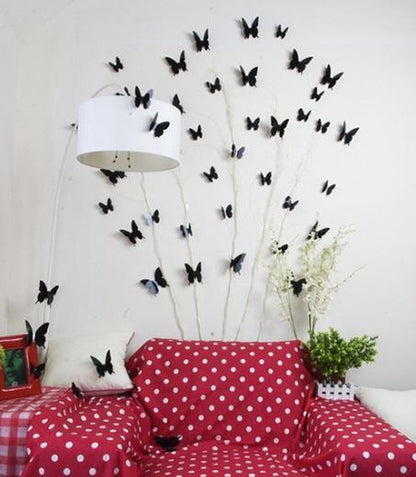 Solid black 3D butterflies V1188-MS101-00259-1