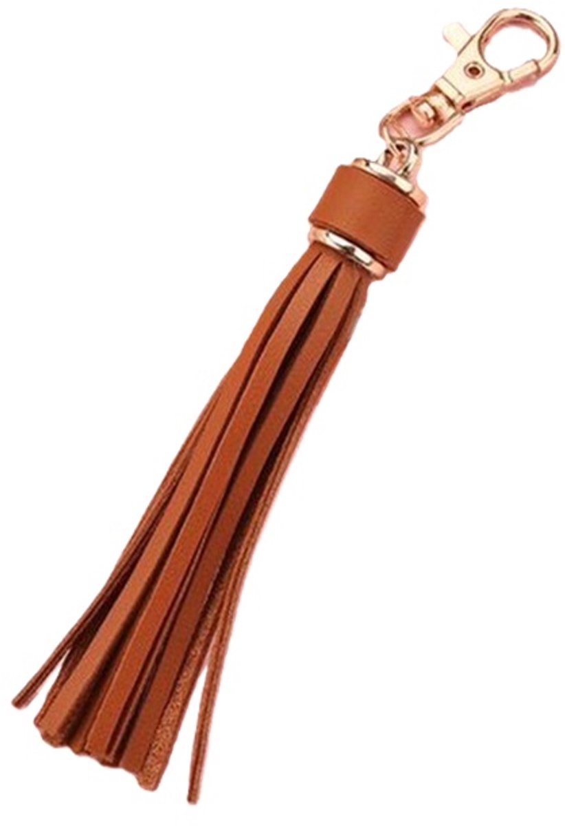 Tassel Keychain | Key Holder | PU Leather Keychain | Universal | Light Brown V1188-MS101-00265-1
