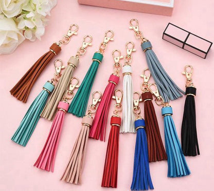 Tassel Keychain | Key Holder | PU Leather Keychain | Universal | Light Brown V1188-MS101-00265-1
