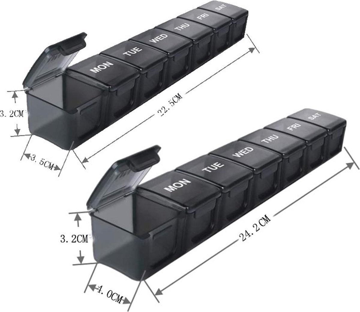 Pill Box | Pill Box | Medicine Box | XXL Pill Box | Sunday to Saturday | 7 Days | 1 Week | Transparent V1188-MS101-00269-1