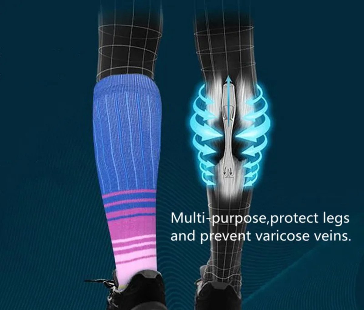 Duo Pack Compression Socks | Compression Stockings | Support Stockings | Airplane Socks | Anti-Fatigue | Size V1188-MS101-00276-1