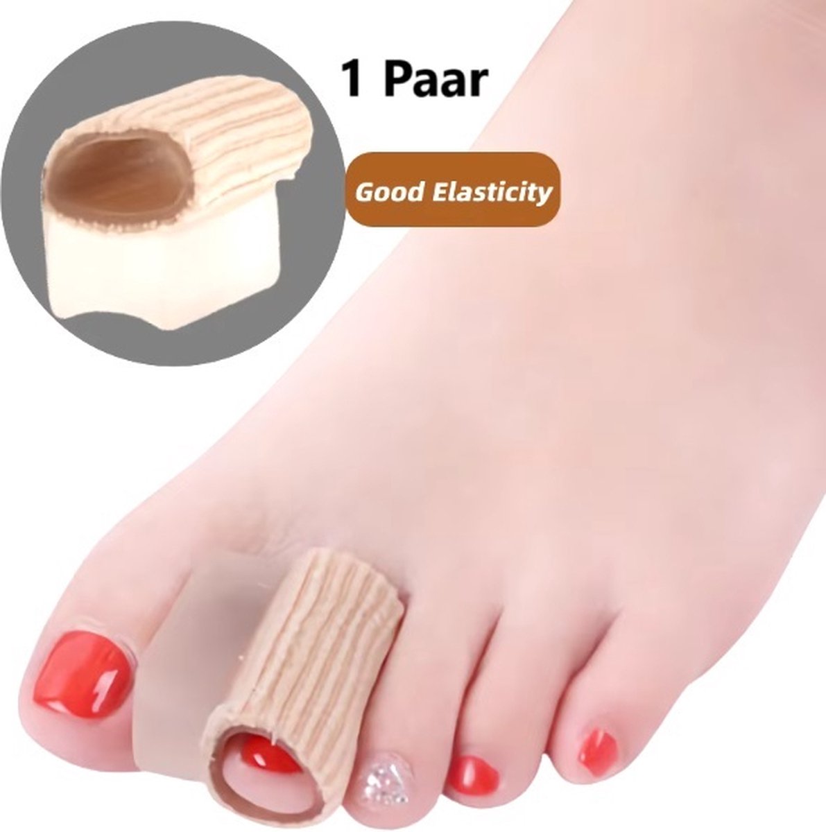 Hallux Valgus Gel Toe Corrector | Toe Spreader | Toe Straightener | Toe Straightener | Beige | 1 Pair V1188-MS101-00279-1