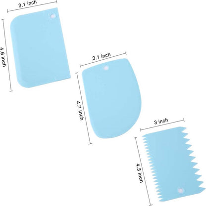 Dough Scraper | Cake Scraper | Dough Cutter | Dough Scraper | 3-Piece | Blue V1188-MS101-00292-1