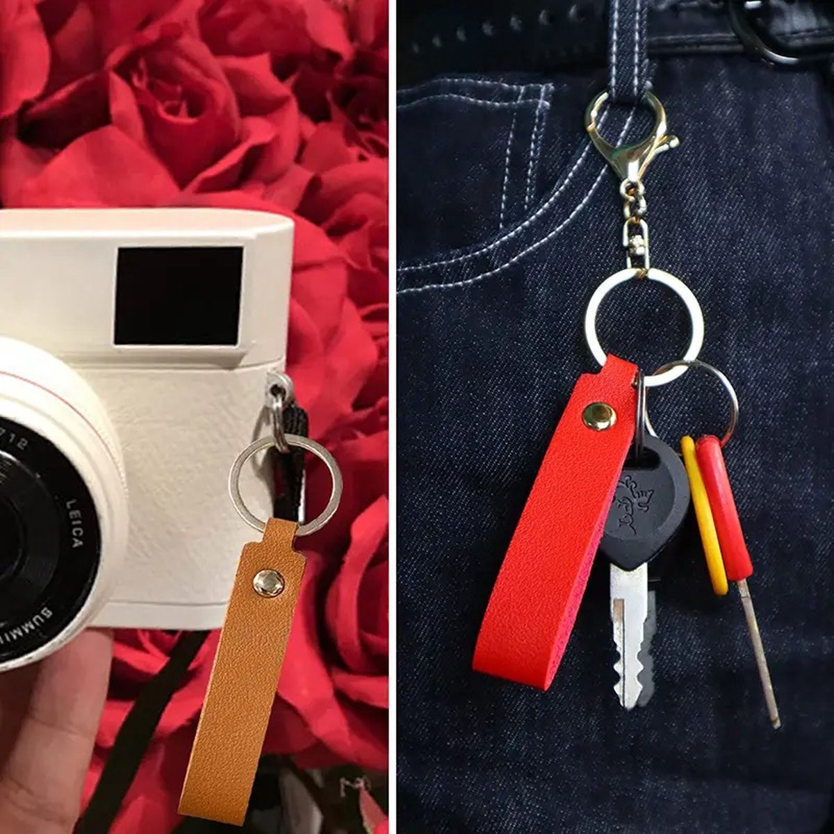 Keychain | Key Holder | PU Leather Keychain | Universal | Grey V1188-MS101-00296-1