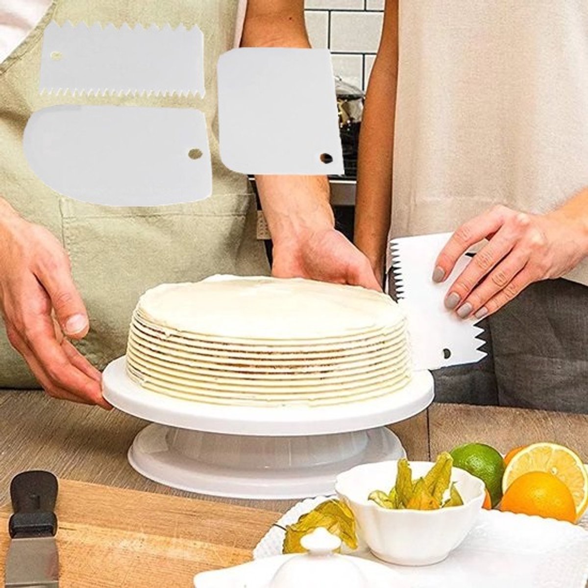 Dough Scraper | Cake Scraper | Dough Cutter | Dough Scraper | 3-Piece | White V1188-MS101-00297-1