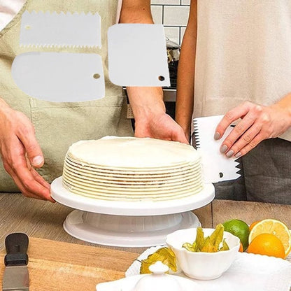 Dough Scraper | Cake Scraper | Dough Cutter | Dough Scraper | 3-Piece | White V1188-MS101-00297-1