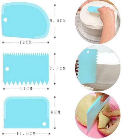 Dough Scraper | Cake Scraper | Dough Cutter | Dough Scraper | 3-Piece | White V1188-MS101-00297-1