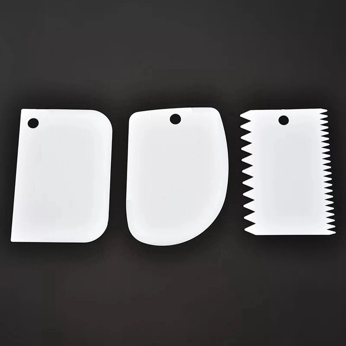 Dough Scraper | Cake Scraper | Dough Cutter | Dough Scraper | 3-Piece | White V1188-MS101-00297-1