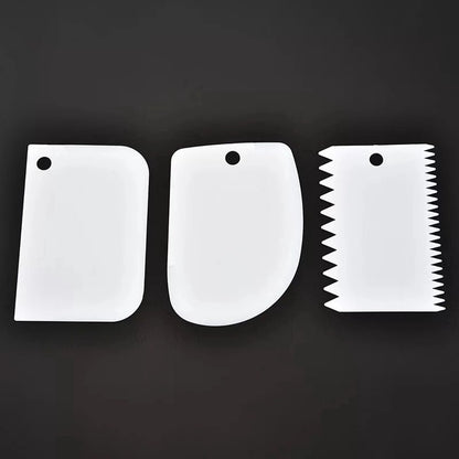 Dough Scraper | Cake Scraper | Dough Cutter | Dough Scraper | 3-Piece | White V1188-MS101-00297-1