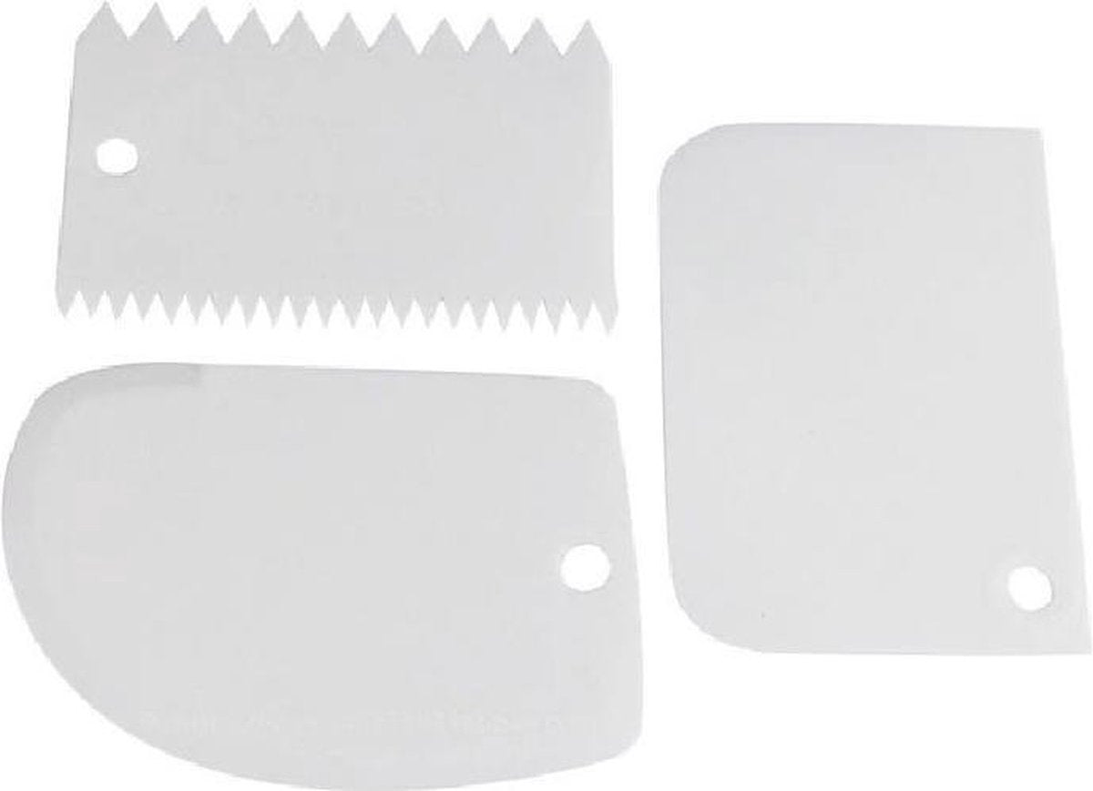 Dough Scraper | Cake Scraper | Dough Cutter | Dough Scraper | 3-Piece | White V1188-MS101-00297-1