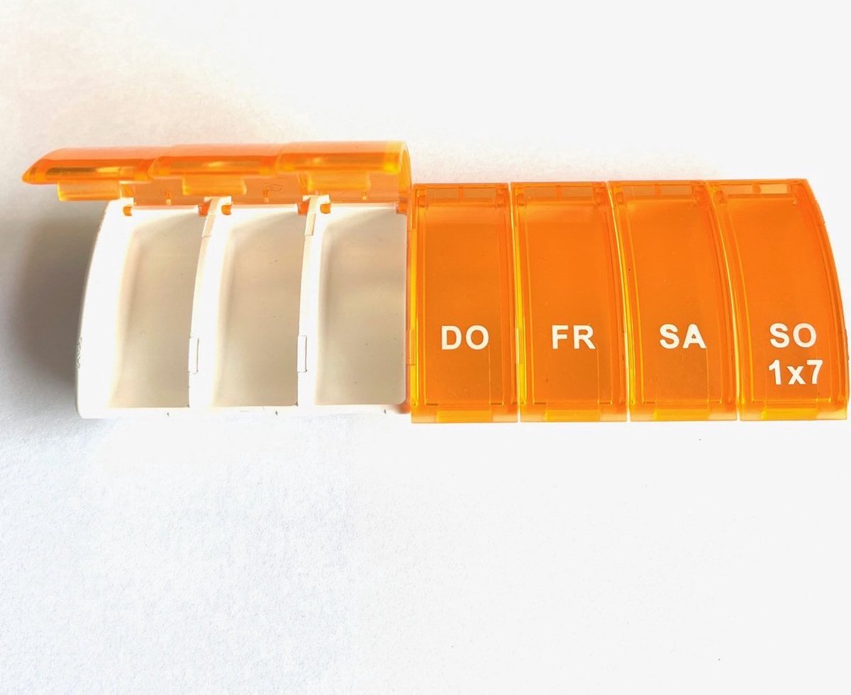 Pill Box | Pill Box | Medicine Box | Pill Box | 7 Days | 1 Week | Monday to Sunday | Orange V1188-MS101-00304-1