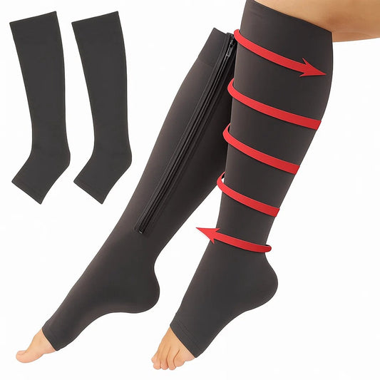 4 Pairs of Compression Stockings with Zipper | Compression Socks | Support Stockings | Airplane Socks | V1188-MS101-00306-1