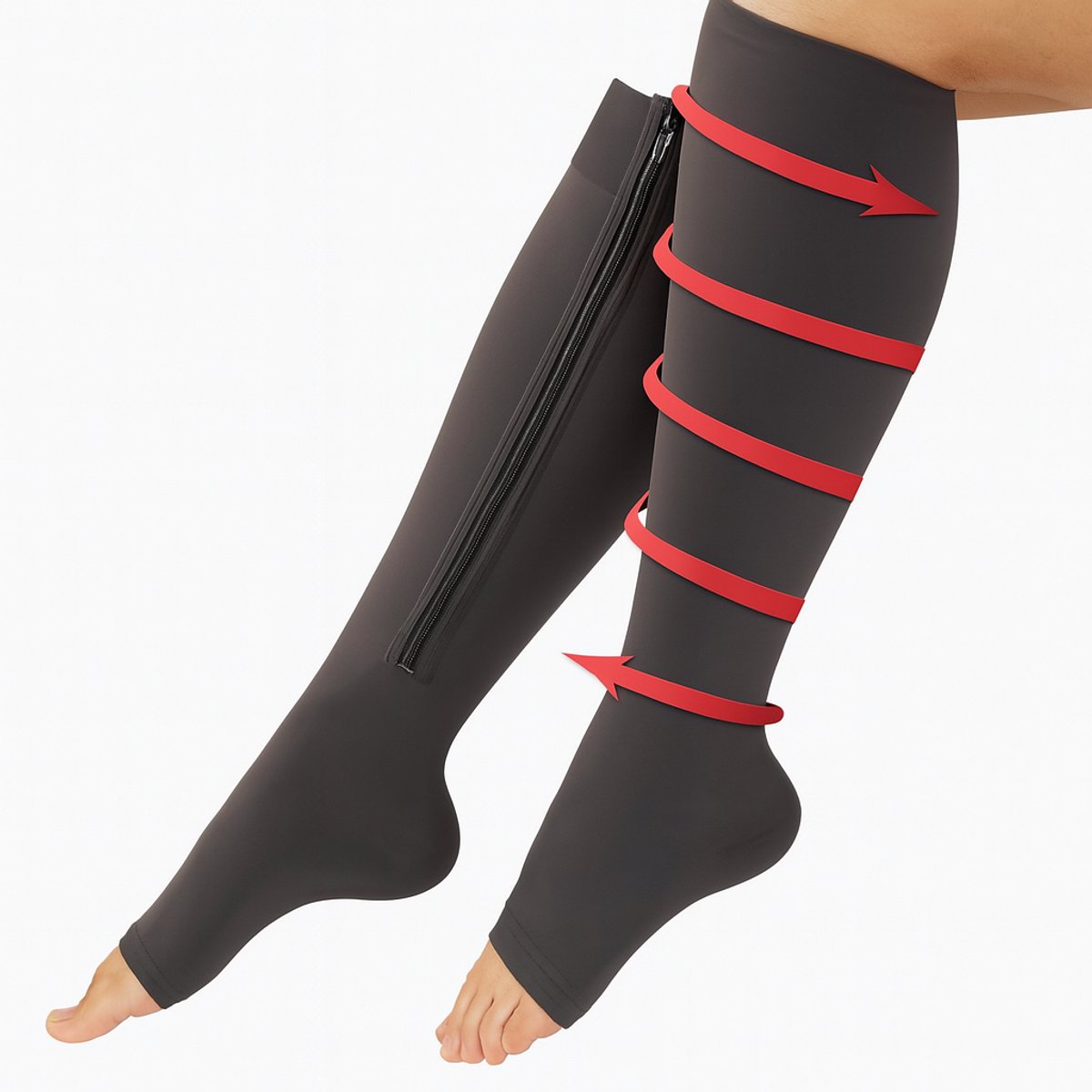 Compression Stockings with Zipper | Compression Socks | Support Stockings | Airplane Socks | Anti-Fatigue | V1188-MS101-00317-1