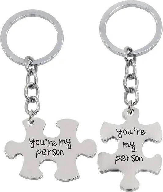 Keychain with Text "You're My Person" | 2-Piece | Koppes Keychain | Stainless Steel | Silver V1188-MS101-00324-1