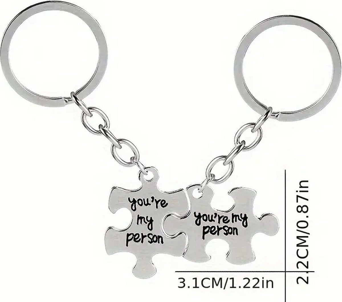 Keychain with Text "You're My Person" | 2-Piece | Koppes Keychain | Stainless Steel | Silver V1188-MS101-00324-1