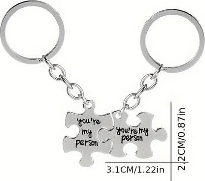 Keychain with Text "You're My Person" | 2-Piece | Koppes Keychain | Stainless Steel | Silver V1188-MS101-00324-1