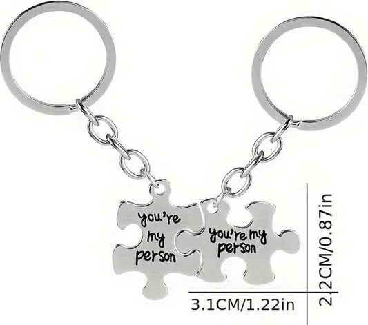 Keychain with Text "You're My Person" | 2-Piece | Koppes Keychain | Stainless Steel | Silver V1188-MS101-00324-1
