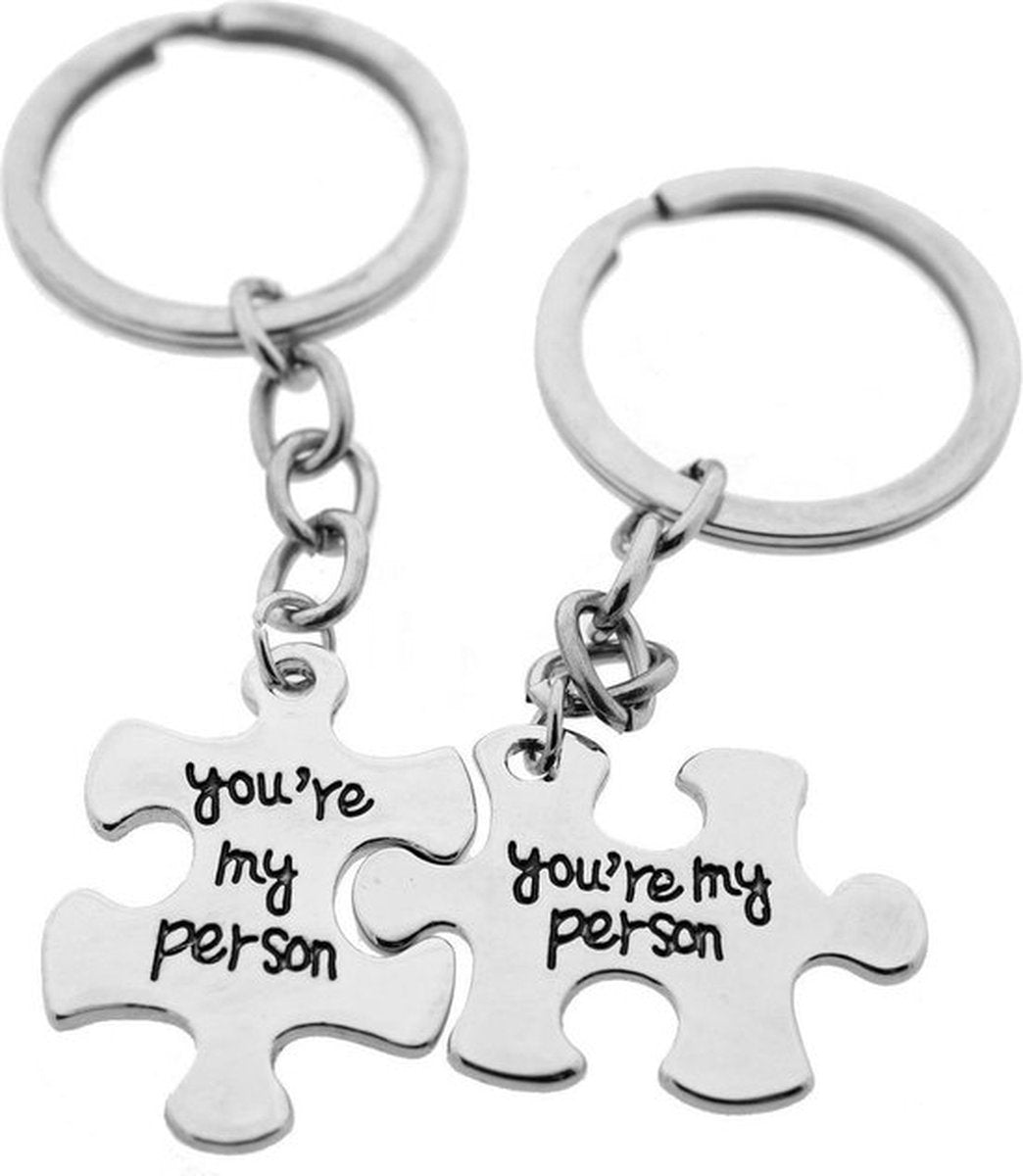 Keychain with Text "You're My Person" | 2-Piece | Koppes Keychain | Stainless Steel | Silver V1188-MS101-00324-1