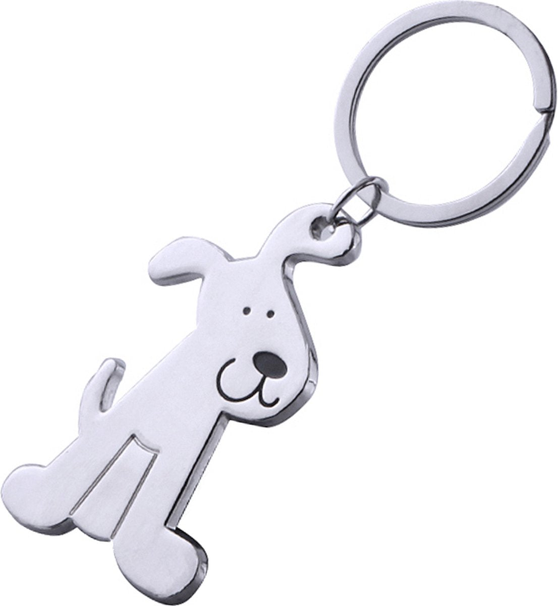 Keychain bag charm silver-colored metal dog 6 cm V1188-MS101-00330-1