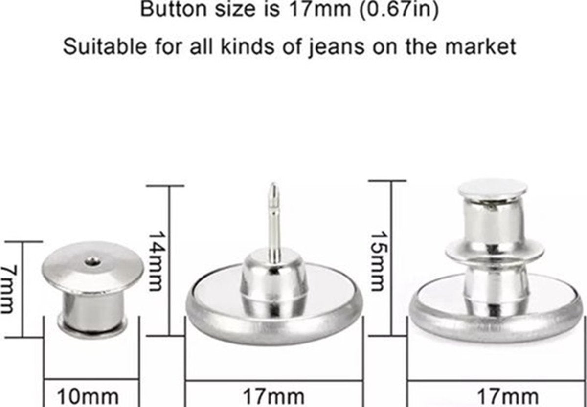 4x Jeans Buttons With Snap | Universal Jeans Button Pins | Jeans Buttons | Replace Buttons | Jeans Button | V1188-MS101-00333-1