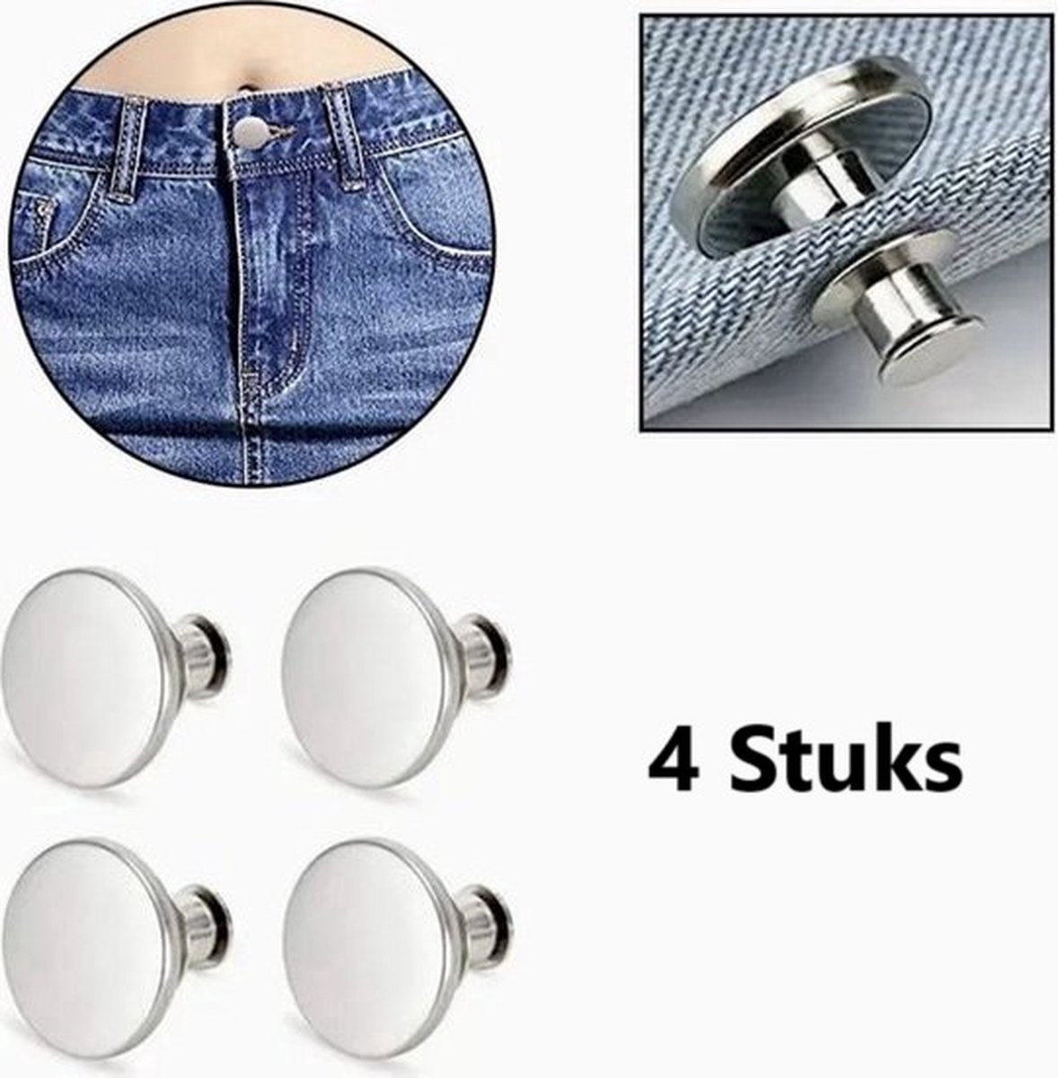 4x Jeans Buttons With Snap | Universal Jeans Button Pins | Jeans Buttons | Replace Buttons | Jeans Button | V1188-MS101-00333-1
