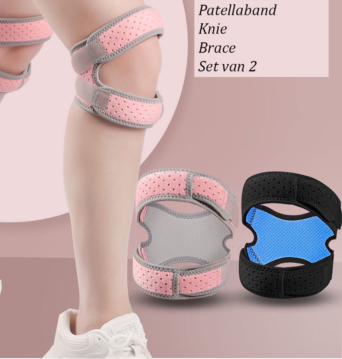 Double Patella Knee Brace | Patella Strap | Knee Support | Knee Protector | Knee Tendon Strap | Knee Bandage V1188-MS101-00340-1