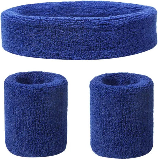 3-Piece Set of Headband & 2x Wristband Set | Sweatband | Sweatbands | Head and Wrist | Sports Bands | Dark V1188-MS101-00346-1