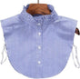 Detachable Collar with Stand-Up Trim and Ruffles | Blouse Collar | Faux Collar | Blue/White V1188-MS101-00354-1