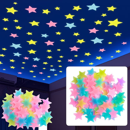 Star Glow In Dark Wall Stickers 100 Pieces | Luminous Star Wall Stickers | Multicolored Stars | PVC | V1188-MS101-00360-1