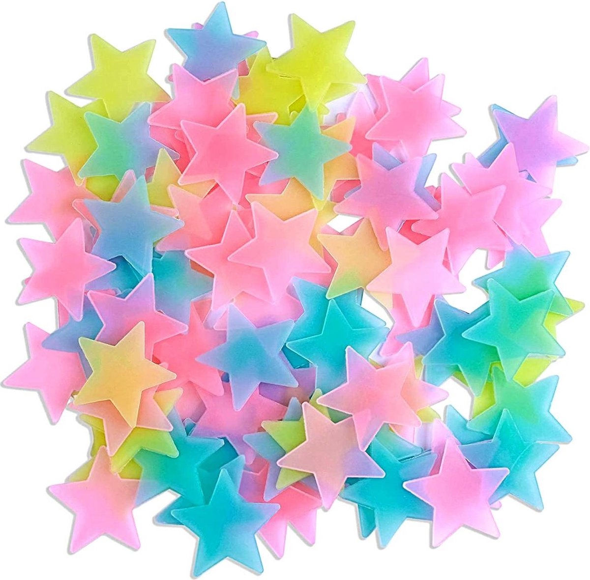 Star Glow In Dark Wall Stickers 100 Pieces | Luminous Star Wall Stickers | Multicolored Stars | PVC | V1188-MS101-00360-1
