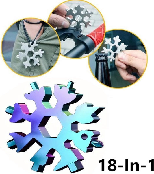 18 in 1 Multipocket Tool | 18 Functions | Stainless Steel | Multitool Keychain | Bicycle Tools | Snowflake | V1188-MS101-00361-1