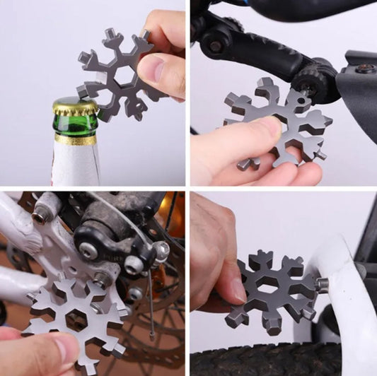 18 in 1 Multipocket Tool | 18 Functions | Stainless Steel | Multitool Keychain | Bicycle Tools | Snowflake | V1188-MS101-00361-1